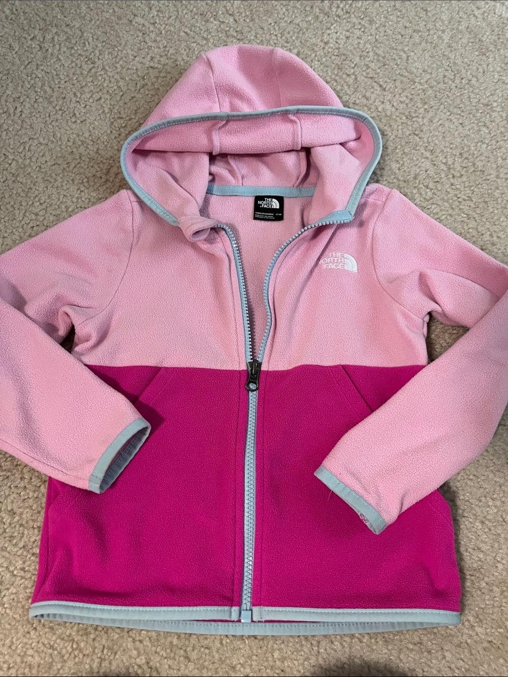 The North Face Pink Two-Tone Hooded Fleece Jacket